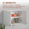Wall Storage Cabinets - Farmhouse Kitchen Laundry White Wall Mounted Cabinets with 3 Doors and Shelves, 35inch Wide