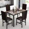81aztO73WzL._AC_SL1500_.jpg AWQM 5 Piece Dining Table Set for 4,Faux Marble Kitchen Table and Chairs for 4, Modern Dining Room Table Set with 4 Chairs,Dinner Table Set for Small Spaces, Brown
