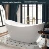 FerdY Boracay 67" Acrylic Freestanding Bathtub, Gracefully Shaped Contemporary Design Bathtub with Brushed Nickel Drain, Integrated Slotted Overflow, Glossy White, cUPC Certified, 02503