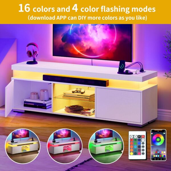 81cHlNOKg7L._AC_SL1500_.jpg DWVO LED TV Stand for 65 inch TV w/Power Outlet, TV Stands for Living Room, Entertainment Center with Storage, Modern Television Stand, Gaming Media Stand White