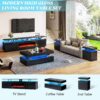 AMERLIFE Fireplace TV Stand with 36" Fireplace, 70" Modern High Gloss Fireplace Entertainment Center LED Lights, 2 Tier TV Console Cabinet for TVs Up to 80", Obsidian Black