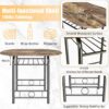 JUMMICO 3-Piece Wooden Round Table & Chair Set, Space Saving Kitchen Breakfast Nook Wood Grain Tabletop with Metal Frame and Built-in Wine Rack for Kitchen, Dining Room (Walnut/Black)