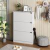 Shoe Cabinet with 3 Flip Drawers, Hidden Wood Shoe Cabinet,Freestanding Shoe Storage Cabinet for Entryway Hallway.White. 47.2" H*31.5" W*9.25" D.