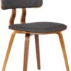 Armen Living Jaguar Dining Chair in Charcoal Fabric and Walnut Wood Finish,Charcoal/Walnut Finish 20D x 18W x 29H in