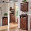Bathroom Wall Cabinet, Farmhouse Medicine Cabinet, 24" Wide Bathroom Cabinet with Drawer, Adjustable Shelf, Double Barn Doors, Storage Cabinet for Bathroom, Kitchen, Living Room, Brown