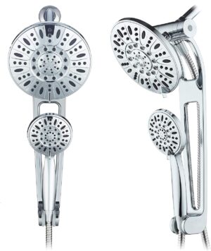 AquaDance High-Pressure 48-mode 3-way Shower Spa Combo with Adjustable 18" Extension Arm for Easy Reach & Mobility Enjoy Luxury 7" Rain & Handheld Shower Head Separately or Together-All-Chrome Finish