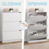 Shoe Cabinet with 3 Flip Drawers, Hidden Wood Shoe Cabinet,Freestanding Shoe Storage Cabinet for Entryway Hallway.White. 47.2" H*31.5" W*9.25" D.