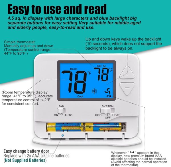 Non-Programmable Thermostats for Home 1 Heat/1 Cool Conventional Single-Stage Systems