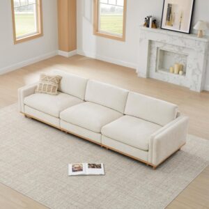 CHITA Super Large Luxury 3 Seat Sectional Modular Sofa, Down Filled Modern Sofa, Deep Seat Comfty Cloud Couch, 118 inch Width, 3 Seat Couch, Solid Wood Leg, Linen
