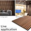 Art3d 2 Wood Slat Acoustic Panels for Wall and Ceiling - 3D Fluted Sound Absorbing Panel with Wood Finish - Walnut