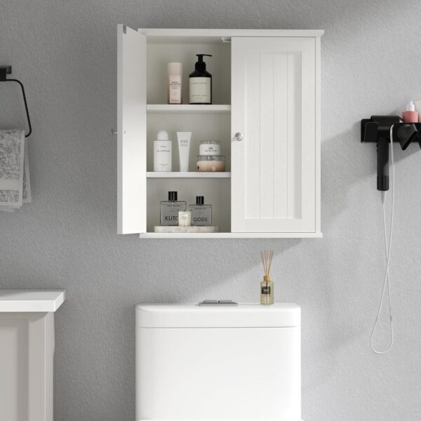 Shintenchi Bathroom Wall Mounted Cabinet,Medicine Cabinet with 2 Door, Bathroom Storage Cabinet Over The Toilet,Space Saving Storage Cabinet with 3-Tier Shelves,White