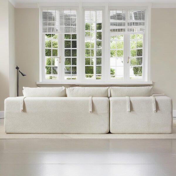 108" Modular Sectional Sofa Couches for Living Room,Modern Chenille L-Shaped Sofa Set,Deep Seat Cloud Couch for Living Room, Comfy Couch for Small Space(White Light Chaise)