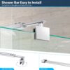 Stainless Steel Frameless Shower Door Support Bar, 27.6'' to 47.2'' Telescopic, Fits 5/16" to 3/8" Glass