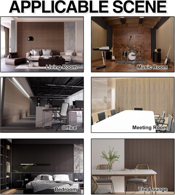 Acoustic Wood Wall Panels, 2-Pack 94.5" x 12.6" Soundproof Wall Panels, Wood Slat Wall Panels for Wall Decor, Walnut