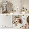 Silver Medicine Cabinet with Mirror, Bathroom Arched Medicine Cabinet Wall Mounted, Modern Vanity Mirror with Storage, Mirrored Cabinet with Adjustable Shelves, Not Recessed, 24x36 Inch