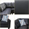 Leather Sectional Couch Sofa, Modern Nail-Head Design L Shaped Sectional Sofa for Living Room, 4 Seat L Couch with Cup Holder for Bedroom, Black ZA