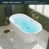 FerdY Bali 55" Acrylic Freestanding Bathtub, Gracefully Shaped Freestanding Soaking Bathtub, Glossy White cUPC Certified, Toe-Tap Chrome Drain and Classic Slotted Overflow Included