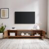 Walker Edison Walton Modern Fluted-Door Low Stand for TVs up to 80 Inches, 70 x 15.75 x 16 inches, Mocha