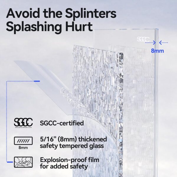 56"-60" W X 75" H Frameless Quiet Sliding Shower Door,Solid Shower Door with 5/16"(8mm) Clear Tempered Glass,Sturdy Rail,Stainless Steel Handles,Water Retaining Strips,Premium Bathroom Door,Gold