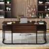 Tribesigns 63-Inch Executive Desk with 4 Drawers, Large Home Office Desk Computer Desk, Business Furniture Desk Workstation for Home Office, Dark Walnut