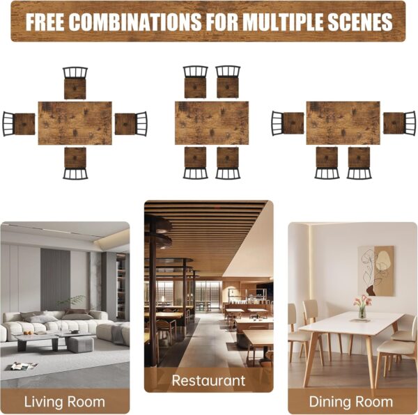 Kitchen Table Chairs Set of 4, Dining Table Set with Storage, Rectangular Table and Chairs Set for Small Spaces/Kitchen, 47'', Brown