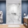 Semi-Framed 60’’W×75’’H Shower Door Bathroom Door Single Sliding Shower Door, SGCC Clear Tempered Glass, Stainless Steel Handle, 4-Inch Adjustable Width, Brushed Nickel