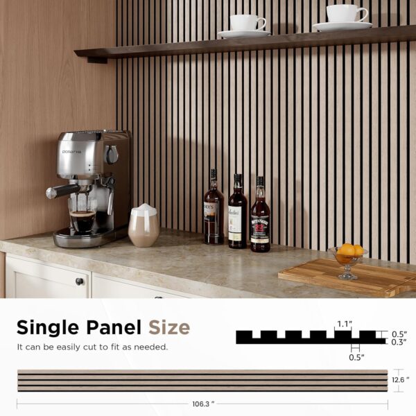 Wood Slat Acoustic Panels, 106" x 12.6" Each Soundpoof Wooden Slat Wall Panel - Walnut, 2 Pack