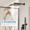 Black Shower System with Tub Spout, All Metal Tub Shower Faucet Set with 10" Rain Shower Head and Handheld Spray combo, Wall Mounted Tub Shower Systems with Valve and Trim Kit, Matte Black