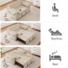 DWVO 3-in-1 Convertible Sleeper Sofa Bed, Folding Futon Couch with Pullout Bed, 5-Level Backrest, USB Ports, Storage Pockets, and Pillows, Modern Lounge Furniture for Living Room (Beige)