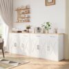 Shintenchi Modern Farmhouse Sideboard Buffet Cabinet with Storage with 3 Doors,42" Barn Doors Buffet Cabinet with Storage, Wood Coffee Bar Cabinet with Adjustable Shelf for Kitchen Living Room,White