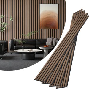 4-Piece Wood Slat Acoustic Panels for Stylish Decor - 94.5" x 7.87"Acoustic Wood Wall Panels 3D Wood Slat Wall Panel Acoustic Wood Panels for Ceiling and Wall Walnut