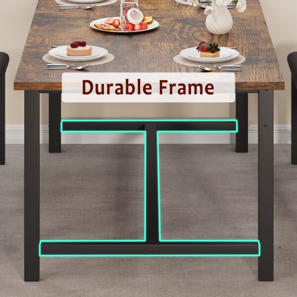 IDEALHOUSE Dining Table Set for 4-6, 3 Piece Large Extendable Kitchen Table Set for 6, 63" Rectangle Kitchen Table Set with 2 Upholstered Benches for Apartment, Dining Room, Space Save, Retro Brown