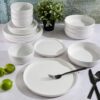 Gibson Home Oslo Porcelain Chip and Scratch Resistant Dinnerware Set, Service for 4 (16pcs), Plates and Bowls Dishes Sets, White