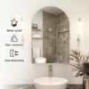 Silver Medicine Cabinet with Mirror, Bathroom Arched Medicine Cabinet Wall Mounted, Modern Vanity Mirror with Storage, Mirrored Cabinet with Adjustable Shelves, Not Recessed, 24x36 Inch