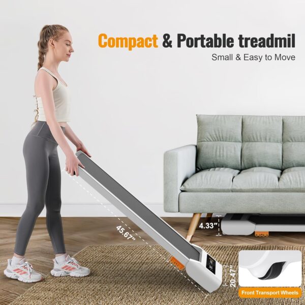 Walking Pad, 2.5HP Under Desk Treadmill for Home Office, 300 Lbs Capacity Portable Treadmill with Remote Control & LED Display, 2 in 1 Treadmill for Walking Jogging and Running