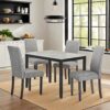 Dining Table Set,5-Piece Dining Set with a Faux Marble Tabletop Table & Four Upholstered Dining Chairs,Wooden Table & Chairs Set for 4 for Kitchen and Dining Room,Dark Espresso&Gray
