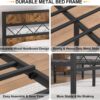 VECELO Queen Metal Platform Bed Frame with Rustic Vintage Wooden Headboard, Heavy Duty Metal Slats Support, Platform Mattress Base No Box Spring Needed, No Noise, Easy Assembly，Brown