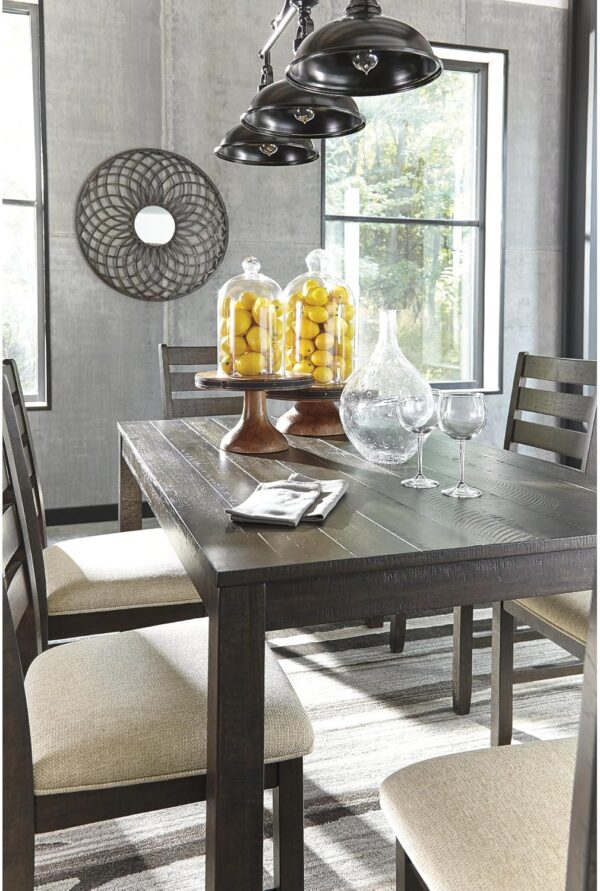 Signature Design by Ashley Rokane 20" Dining Room Table Set with 6 Upholstered Chairs, Brown