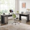 Tribesigns L-Shaped Executive Desk with File Cabinet, 83 Inch Large Corner Computer Desk with Drawers, Industrial Business Furniture Work Desk for Home Office (Gray)