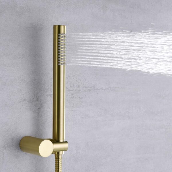 sumerain Brushed Gold Shower Faucet System with high pressure 8 Inches rain shower head and brass hand shower, Rough-In Valve Body and Trim Included