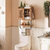 HOOBRO Medicine Cabinet, Double Doors Bathroom Wall Cabinet with Towel Bar, Adjustable Shelf, 2 Hooks, Over The Toilet Storage Cabinet, for Bedroom, Kitchen, Rustic Brown BF46CW01