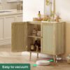 Huuger Buffet Cabinet with Storage, Storage Cabinet with PE Rattan Decor Doors, Accent Cabinet with Solid Wood Feet, Sideboard Cabinet for Hallway, Entry, Living Room, Natural