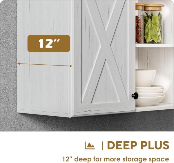 FIMELLO Wall Cabinet, Bathroom Wall Cabinet,Farmhouse Wall Mounted Cabinets for Kitchen Garage Laundry Storage, Medicine Cabinet with 3 Door and Shelves, Laundry Room Wall Cabinets,White