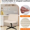FDW Criss Cross Chair Armless Cross Legged Office Desk Chair Adjustable Swivel Ergonomic Desk Chair No Wheels U Shaped Backrest with Wide Seat Native Sponge Computer Task Vanity Chair for Home Office
