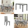 Dining Table Set,5-Piece Dining Set with a Faux Marble Tabletop Table & Four Upholstered Dining Chairs,Wooden Table & Chairs Set for 4 for Kitchen and Dining Room,Dark Espresso&Gray