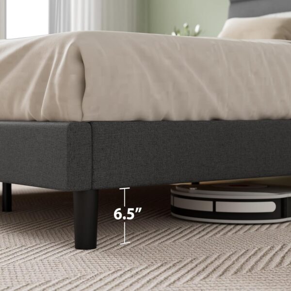 ZINUS Full Piper Upholstered Platform Bed with Horizontal Paneled Headboard, Wooden Slat Support, No Box Spring Needed, Easy Assembly, Eco Friendly Packaging, Dark Grey