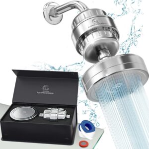 AquaHomeGroup Luxury Filtered Shower Head Set 20+3 Stage Shower Filter for Hard Water Removes Chlorine and Harmful Substances - Showerhead Filter High Output