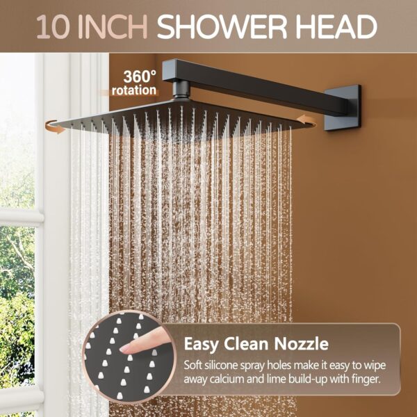 Shower System with Tub Spout, All Metal Tub Shower Faucet Set with 10'' Rain shower heads and handheld spray combo,Wall Mounted Tub Shower Systems with Valve and Trim Kit, Matte Black