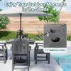 Pamapic 5 PCS Outdoor Dining Set, 450 LBS HDPE Outdoor Table and Chairs, Spacious Patio Dining Sets with Elegant Armrest, All-Weather Wood Grain Outdoor Dining Table with Umbrella Hole, Gray