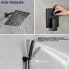 Shower Faucet Set Rain Shower System Matte Black with High Pressure 8-Inch Shower Head Handheld Square Shower Head Bathroom Luxury Rain Shower Faucet Shower Complete Combo Kit Wall Mounted